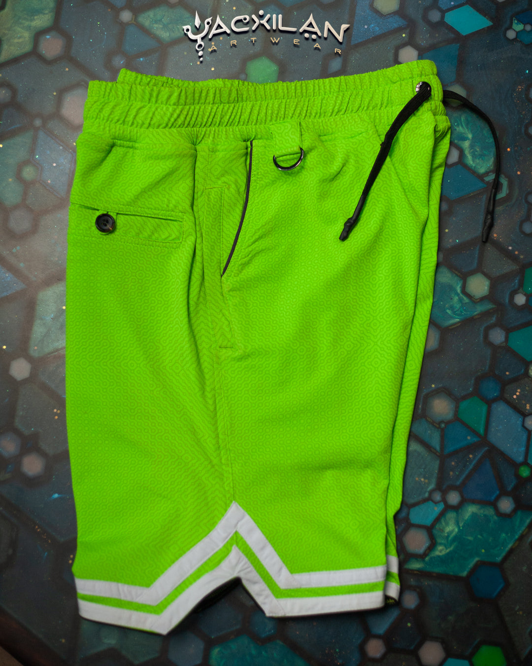 Boxing Short White Mountains / Poliamide - Fluoro Green DMITICIOUS